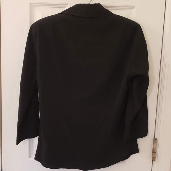 BHS Button Down Black Professional 3/4 Sleeve Top - Picture 2 of 8